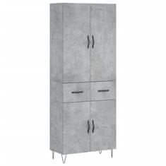 Greatstore Skříň highboard betonově šedá 69,5x34x180 cm kompozitní dřevo