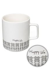 ModernHome Hrnek Bílý Happy Life 480 Ml