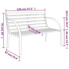 Vidaxl Zahradní lavice 120 cm dřevo a železo