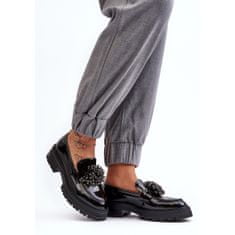 Lakované dámské boty zdobené černou barvou velikost 40