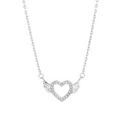 NUBIS Stříbrný náhrdelník okřídlené srdce