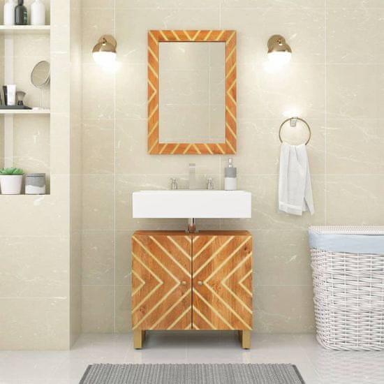 Vidaxl vidaXL Koupelnové zrcadlo 50x70x3 cm Masivní mangové dřevo a sklo