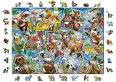 InnoVibe Wooden City Dřevěné puzzle Zvířecí pohlednice 2v1, 1010 dílků EKO