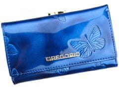 Gregorio Luxusní dámská kožená lakovaná peněženka Flor , modrá