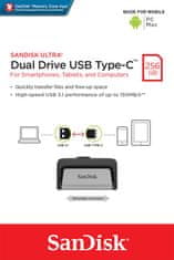 SanDisk Ultra Dual/256GB/USB 3.1/USB-A + USB-C/Šedá