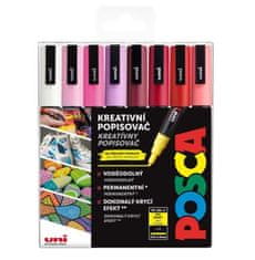 Posca sada popisovačů PC-3M - LOVE 0,9 - 1,3 mm (mix teplých tónů 8 ks)