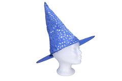 karneval - čarodějnický klobouk modrý 35x36 cm