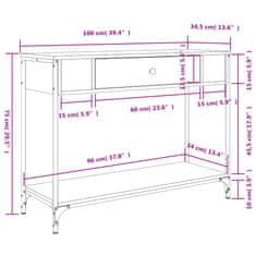 Vidaxl Konzolový stolek černý 100 x 34,5 x 75 cm kompozitní dřevo