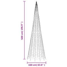 Vidaxl Vánoční stromek na stožár 1 534 modrých LED 500 cm