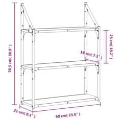 Greatstore 3patrová nástěnná police dub sonoma 60 x 21 x 78,5 cm kompozit