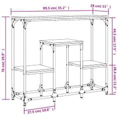 Greatstore Konzolový stolek kouřový dub 89,5 x 28 x 76 cm kompozitní dřevo