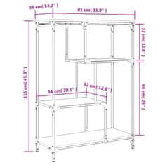 Vidaxl Knihovna hnědý dub 81 x 36 x 115 cm kompozitní dřevo a ocel