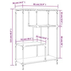 Vidaxl Knihovna dub sonoma 81 x 36 x 115 cm kompozitní dřevo a ocel