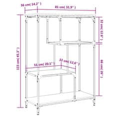 Vidaxl Knihovna šedá sonoma 81 x 36 x 115 cm kompozitní dřevo a ocel