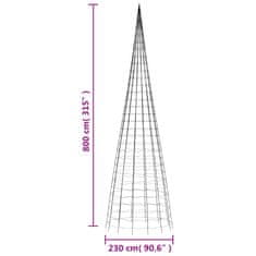 Vidaxl Vánoční stromek na stožár 3 000 studených bílých LED 800 cm