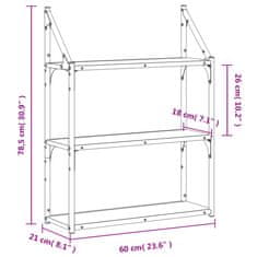 Greatstore 3patrová nástěnná police kouřový dub 60 x 21 x 78,5 cm kompozit