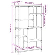 Vidaxl Knihovna hnědý dub 99 x 35,5 x 176 cm kompozitní dřevo a ocel