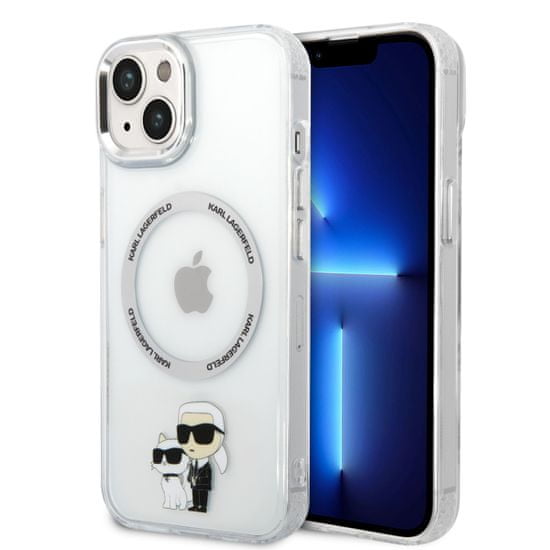 Karl Lagerfeld  IML Karl and Choupette NFT MagSafe Zadní Kryt pro iPhone 15 Plus Transparent