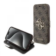 Guess  PU 4G Metal Logo Book Pouzdro pro iPhone 15 Pro Max Brown