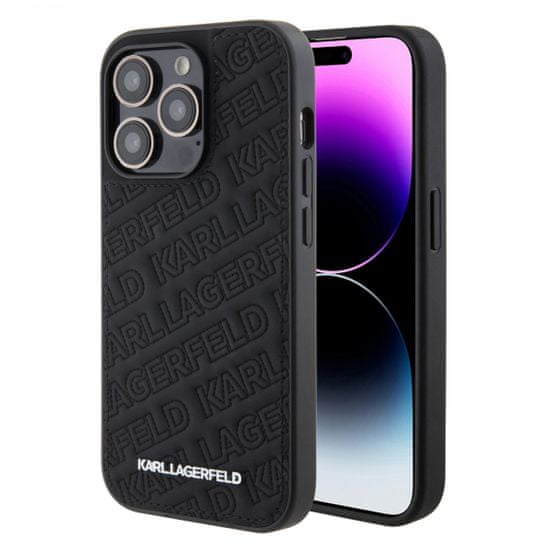 Karl Lagerfeld  PU Quilted Pattern Zadní Kryt pro iPhone 15 Pro Black