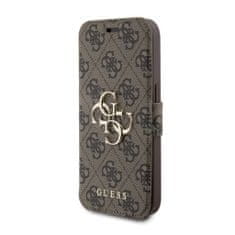 Guess  PU 4G Metal Logo Book Pouzdro pro iPhone 15 Pro Max Brown