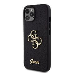 Guess  PU Fixed Glitter 4G Metal Logo Zadní Kryt pro iPhone 12 - 12 Pro Black