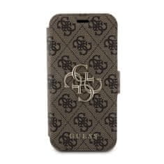 Guess  PU 4G Metal Logo Book Pouzdro pro iPhone 15 Pro Max Brown