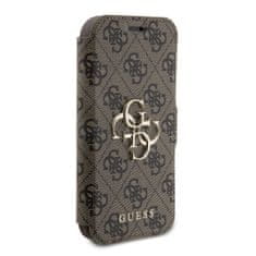 Guess  PU 4G Metal Logo Book Pouzdro pro iPhone 15 Pro Max Brown