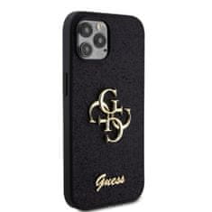 Guess  PU Fixed Glitter 4G Metal Logo Zadní Kryt pro iPhone 12 - 12 Pro Black