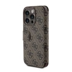 Guess  PU 4G Metal Logo Book Pouzdro pro iPhone 15 Pro Max Brown