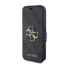 Guess  PU 4G Metal Logo Book Pouzdro pro iPhone 15 Pro Max Grey