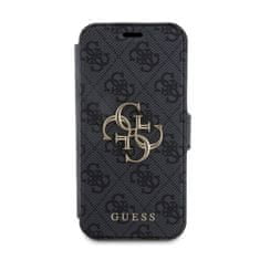 Guess  PU 4G Metal Logo Book Pouzdro pro iPhone 15 Pro Max Grey