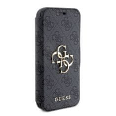 Guess  PU 4G Metal Logo Book Pouzdro pro iPhone 15 Pro Max Grey