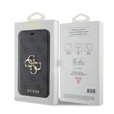 Guess  PU 4G Metal Logo Book Pouzdro pro iPhone 15 Pro Max Grey