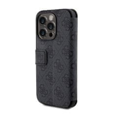 Guess  PU 4G Metal Logo Book Pouzdro pro iPhone 15 Pro Max Grey