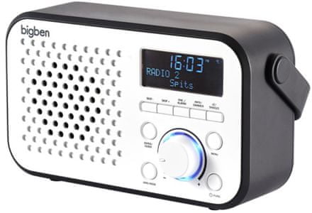 radiopřijímač Bigben TR24DAB vestavěný reproduktor dab plus fm tuner přední led dipslej teleskopická anténa automatické ladění provoz i na baterie