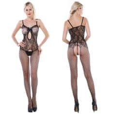 Temptly Smyslný bodystocking bez ramínek s otvorem v rozkroku