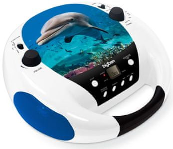 radiomagnetofon bigben CD52DOLPHINMP3USB vestavěný reproduktor cd mechanika fm tuner přední led displej usb přehrávání mp3 provoz i na baterie