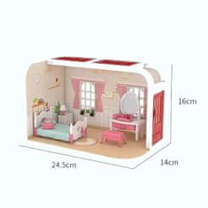 HABARRI Domeček pro panenky, figurky s nábytkem - ložnice