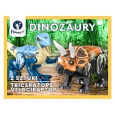 HABARRI Stavebnice dinosaurus - plastová figurka Triceratops, Velociraptor