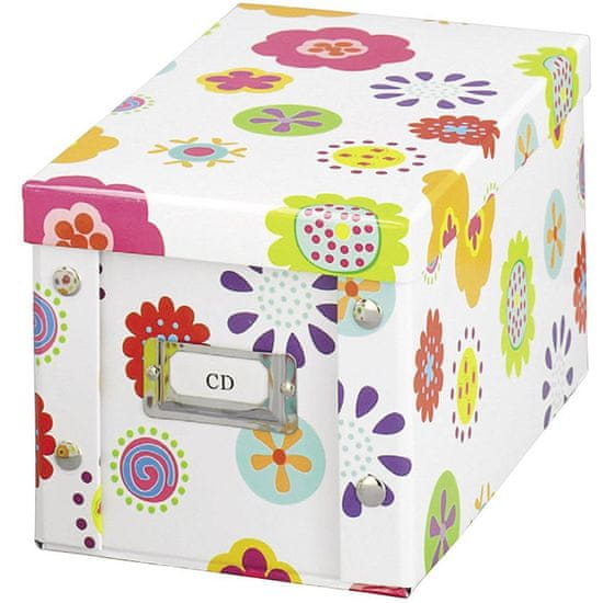 Zeller Kartonová krabice na CD disky s květinovým vzorem, 30x28 cm