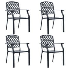 Vidaxl Zahradní židle 4 ks mřížkový design ocel černé