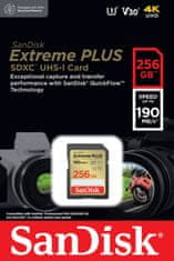 SanDisk Extreme PLUS/SDXC/256GB/190MBps/UHS-I U3 / Class 10