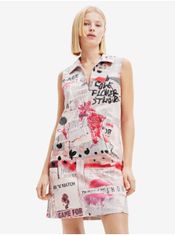Desigual Růžovo-bílé dámské vzorované šaty Desigual Loa XS