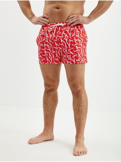 Calvin Klein Červené pánské vzorované plavky Calvin Klein Underwear