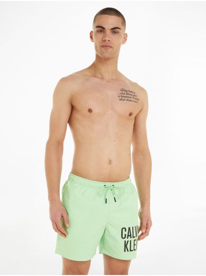 Calvin Klein Světle zelené pánské plavky Calvin Klein Underwear Intense Power-Medium Drawstring