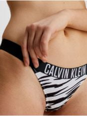 Calvin Klein Bílo-černý dámský vzorovaný spodní díl plavek Calvin Klein Underwear Intense Power M