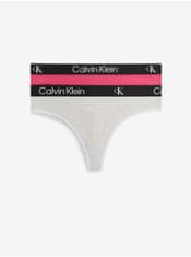 Calvin Klein Sada dvou dámských tang v tmavě růžové a světle šedé barvě Calvin Klein Underwear L