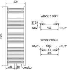 Mexen Ares otopný žebřík/radiátor 1500x500 mm, 630 w,černá (W102-1500-500-00-70)