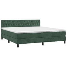 Greatstore Box spring postel s matrací tmavě zelená 180x200 cm samet